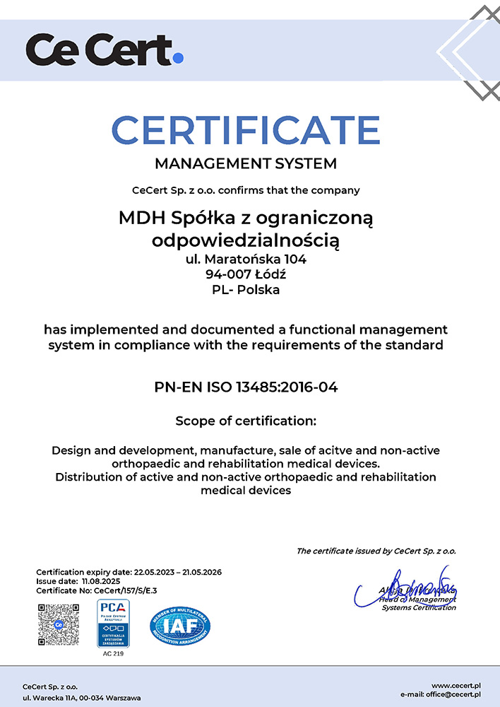 CERTIFICATE ISO 13485 EN 23 26 ed. 3